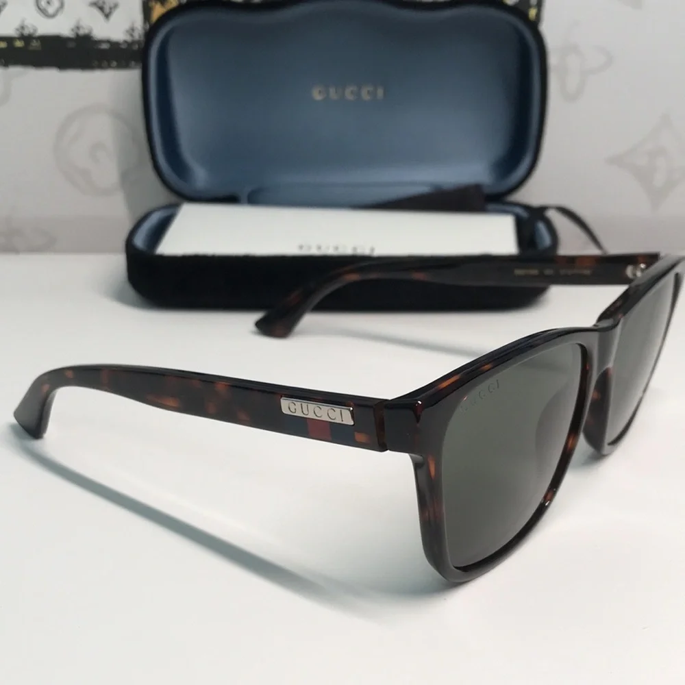 ✨ Brand New Gucci GG0746S 003 Sunglasses – Dark Havana with Green Lenses ✨